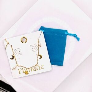 Flanerie Boutique Celestial Gold Necklace with Freshwater Pearl Accents